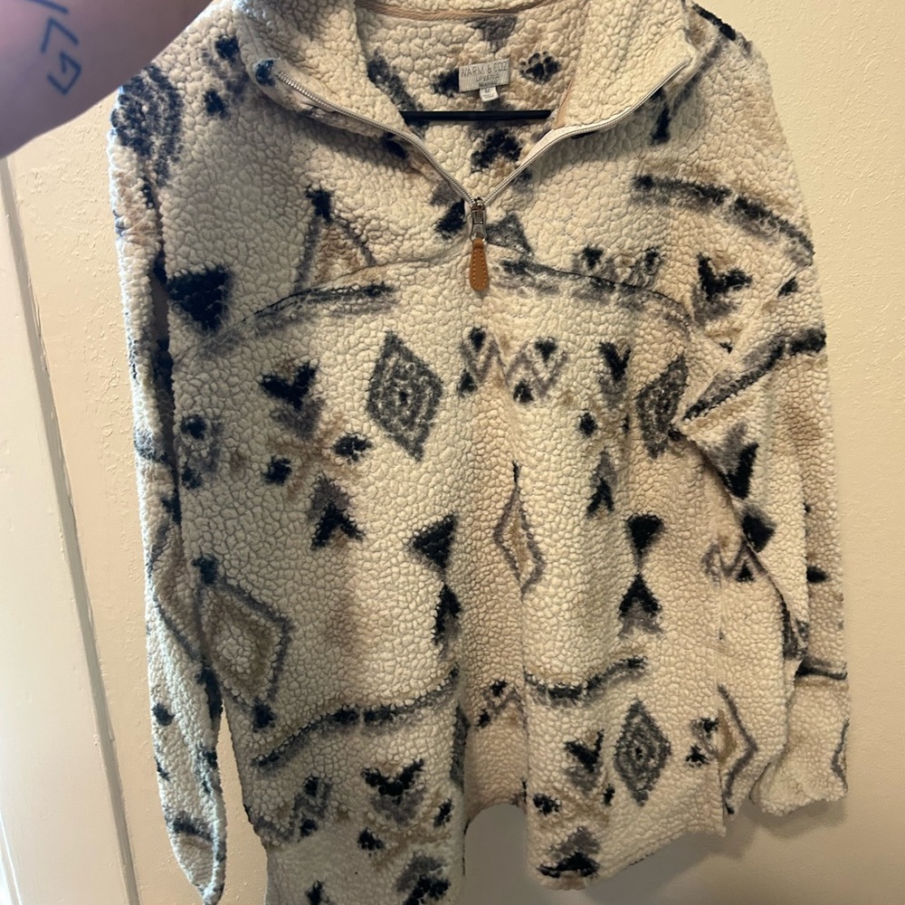 Cozy Cream and Black Patterned Women's Sweater